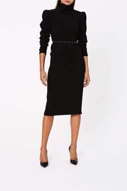 Scanlan Theodore Stretch Reptile Midi Dress Black Size 8 for rent on The Volte - image 2