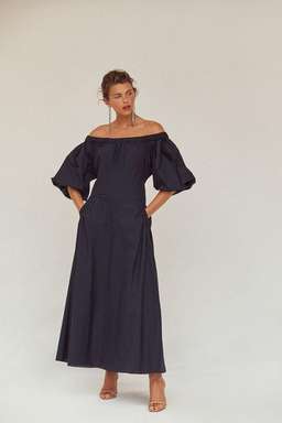 Scanlan Theodore Cotton Gathered Pocket Dress Navy Size 8 for rent on The Volte - image 1