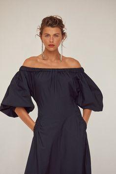 Scanlan Theodore Cotton Gathered Pocket Dress Navy Size 8 for rent on The Volte - main image