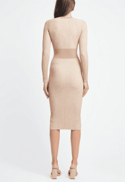 Kookai Sadie Crew Neck Belted Dress Nude Size 10 for rent on The Volte - image 3