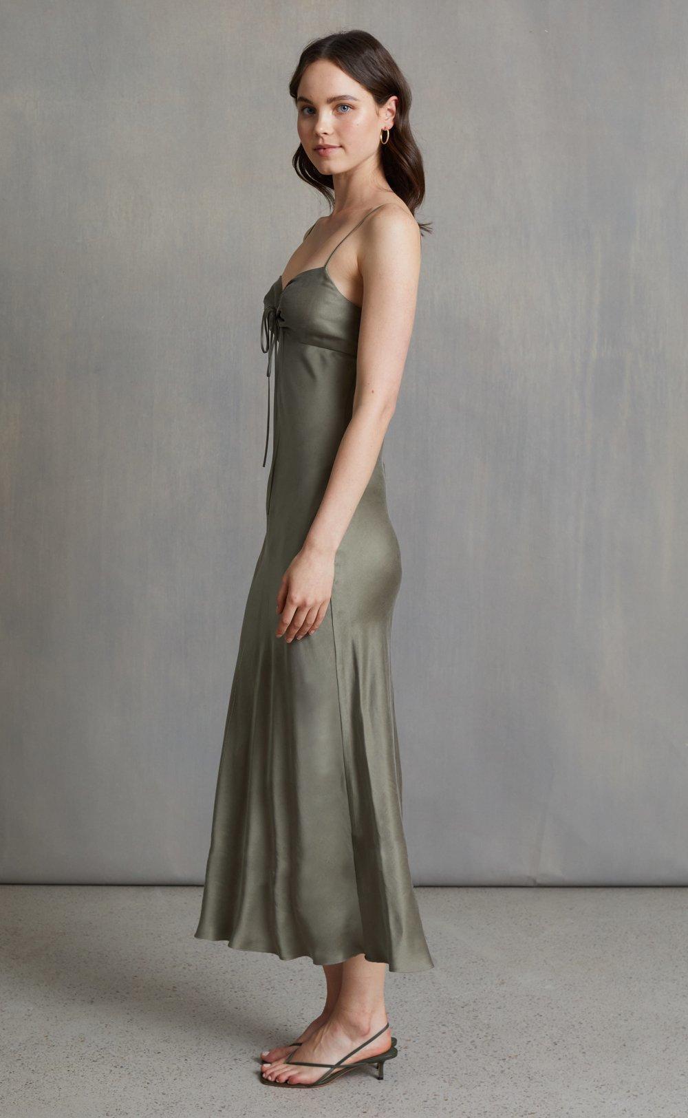 Bec & Bridge, Classic silk tie midi dress, size 12 for rent on The Volte - main image