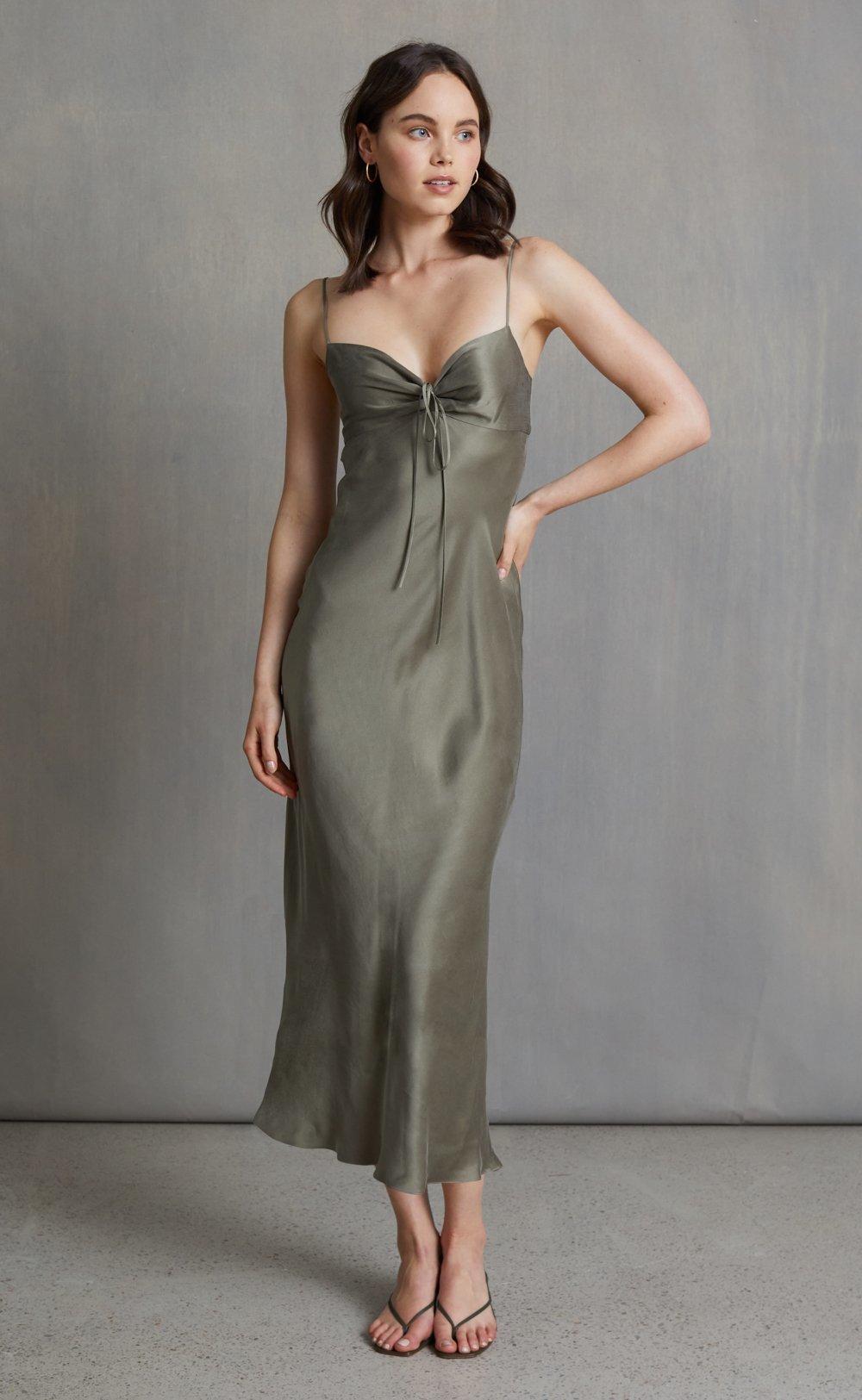 Bec & Bridge, Classic silk tie midi dress, size 12 for rent on The Volte - main image