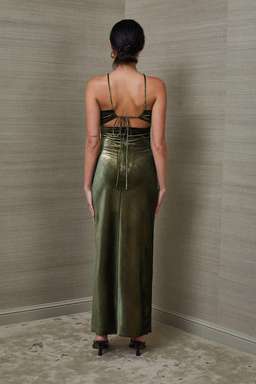 Bec & Bridge Dancing Queen Maxi Dress Metallic Green Size 10 for rent on The Volte - image 3