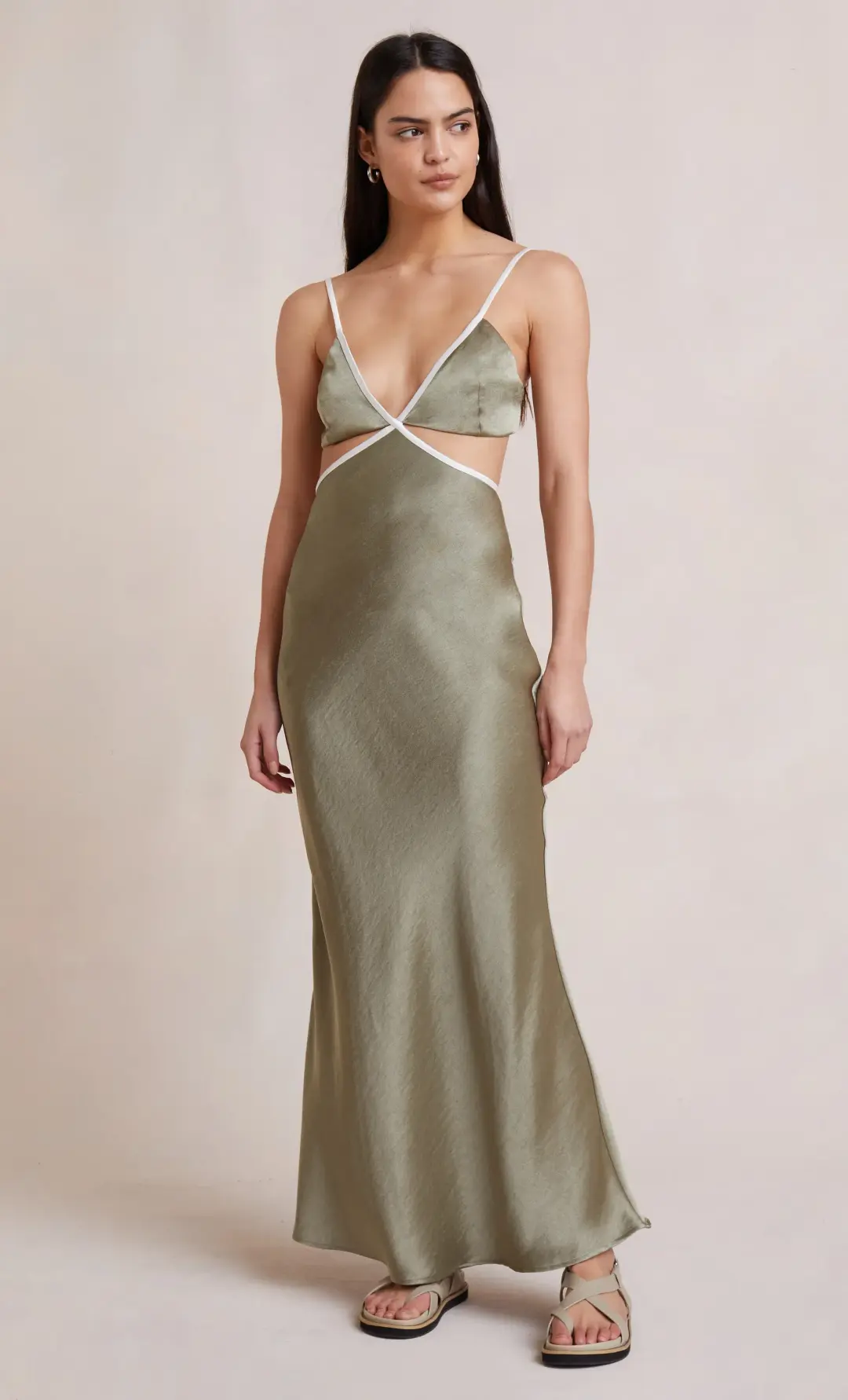 Bec and Bridge Veronique Maxi Dress Sage Green Size 6 for rent on The Volte - main image