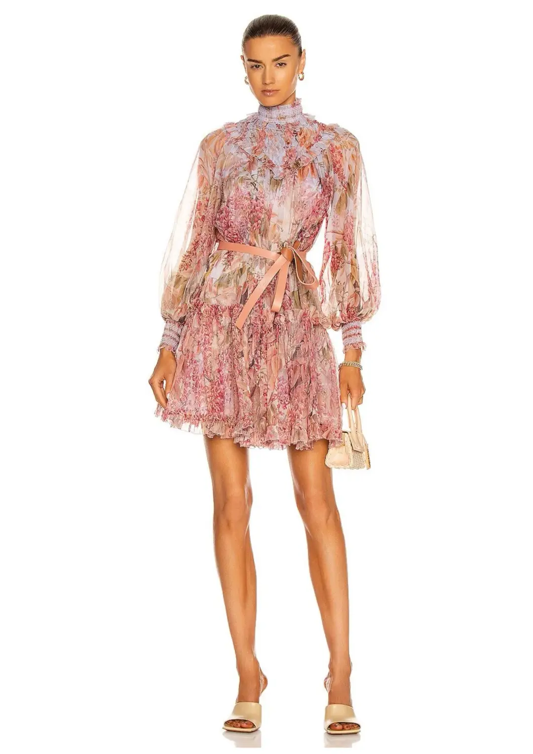 Zimmermann Botanica Smocked Yoke Mini Dress Milettia Floral Size 0P/ AU 6 for rent on The Volte - main image