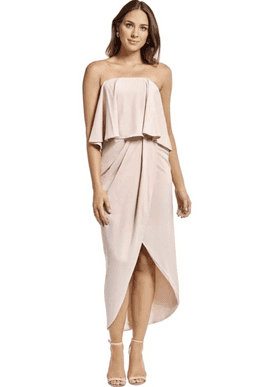 Shona Joy Strapless Frill Drape Maxi Dress Blush Size 10