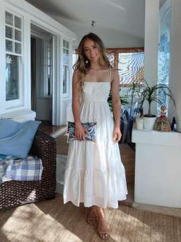 Shona Joy Elsa Tiered Midi Dress White Size 10