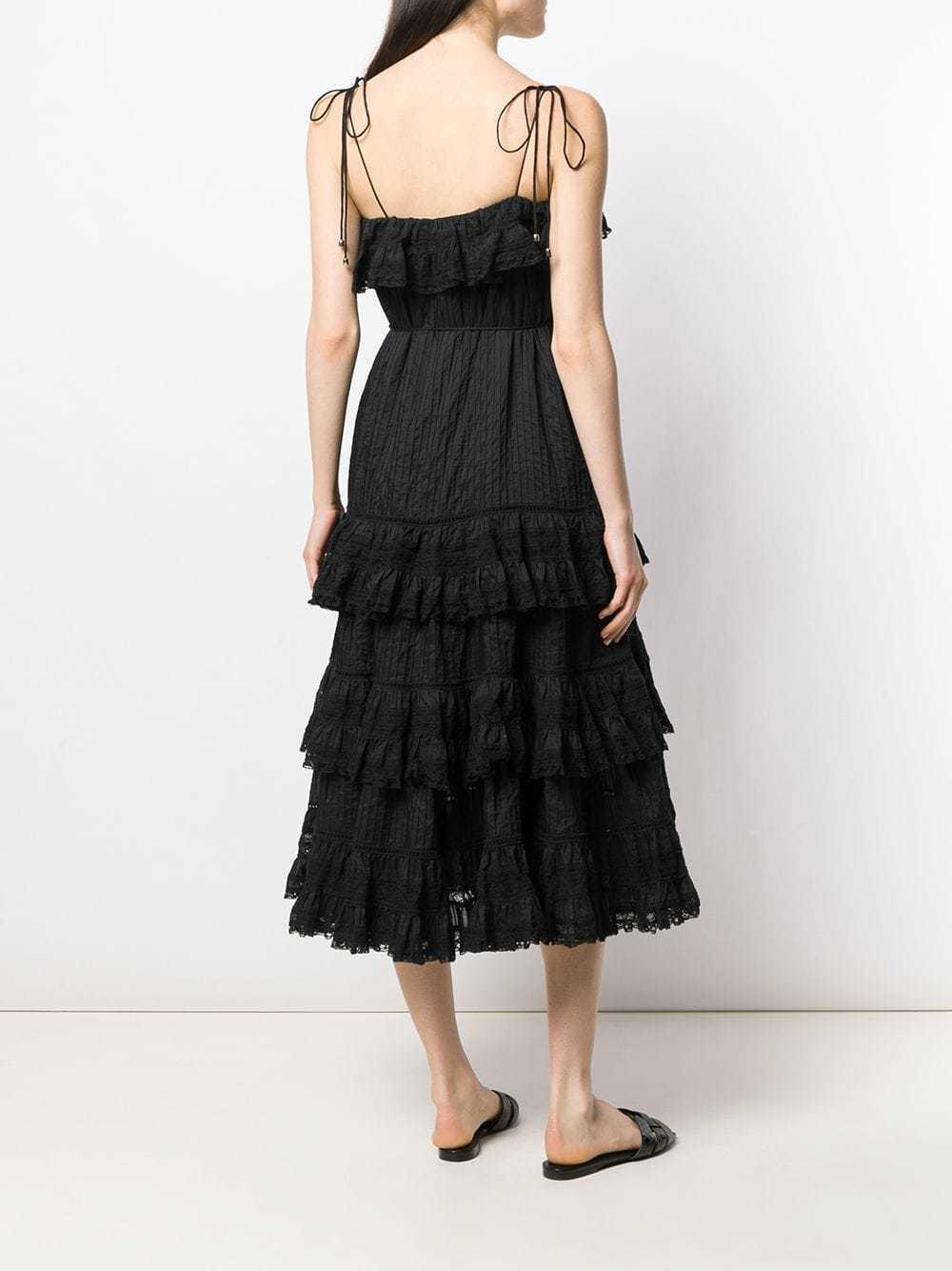 Zimmermann Juniper Black Ruffle Tie Midi Dress Black Size 6 for rent on The Volte - main image