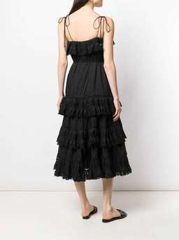 Zimmermann Juniper Black Ruffle Tie Midi Dress Black Size 6 for rent on The Volte - image 2