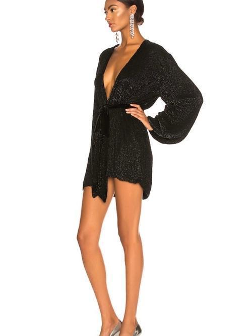 Retrofete Gabrielle Robe Dress Black Size 6 for rent on The Volte - main image