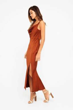 Sheike Macy Cowl Dress Rust Size 8 for rent on The Volte - image 2