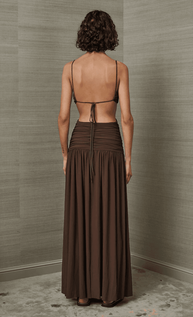 Bec & Bridge Minx Midi Dress Brown Size 8 for rent on The Volte - main image