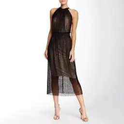 Bec & Bridge Halter Pompette Midi Dress Black Size AU 6