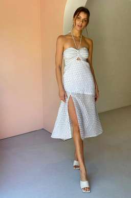 Suboo Verse Shirred Strapless Dress White Size 6 for rent on The Volte - image 1