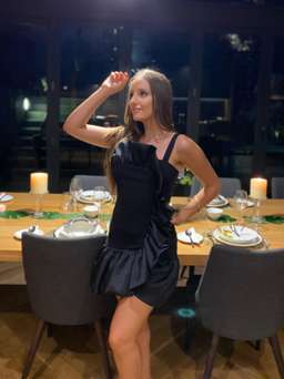 By Johnny Structured Ruffle Mini Dress Black Size 8 for rent on The Volte - image 3