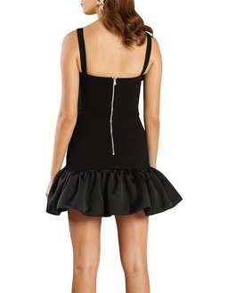 By Johnny Structured Ruffle Mini Dress Black Size 8 for rent on The Volte - image 2
