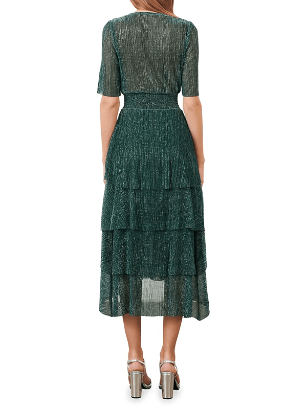 Maje Ruffine Dress Green Size 14 for rent on The Volte - main image