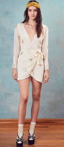 For Love and Lemons Scorpion Wrap Dress Cream Size 12 for rent on The Volte - image 1