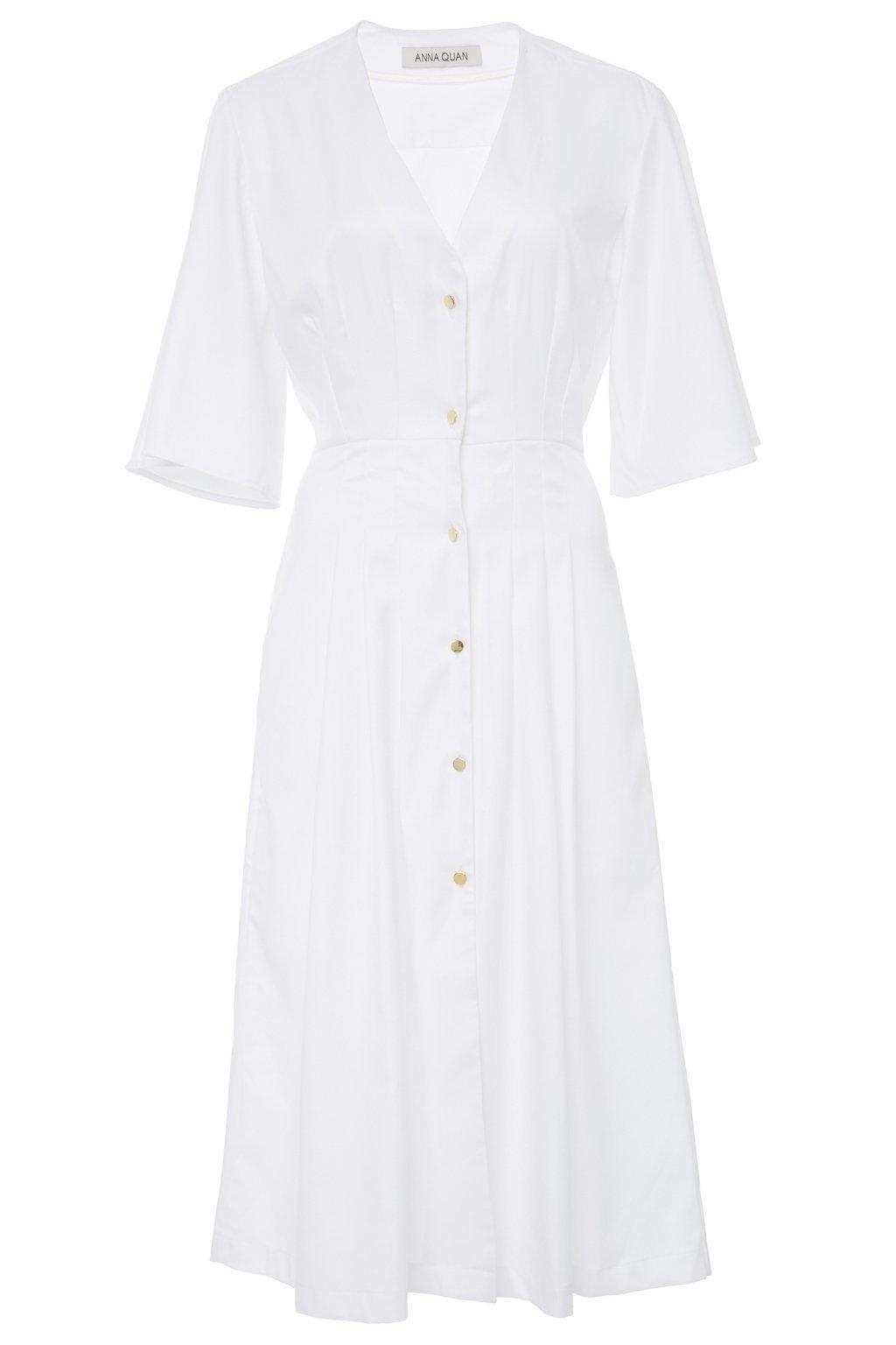 Anna Quan Olive Cotton Dress White Size 12 for rent on The Volte - main image