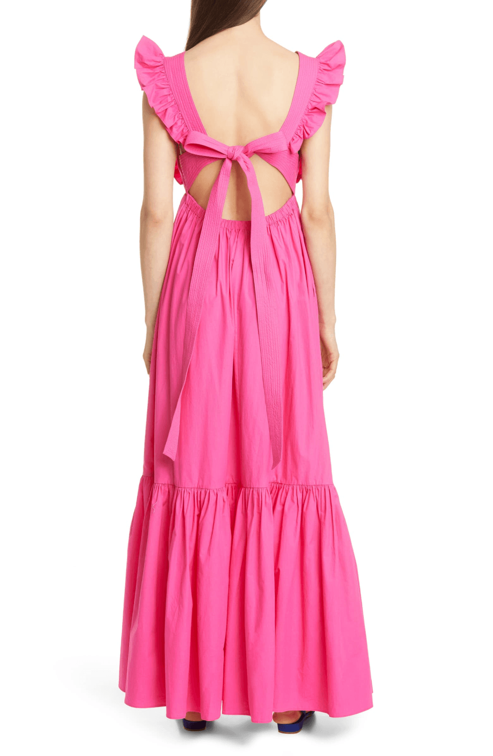 Self Portrait Fuschia Cotton Poplin Maxi Dress Pink Size 12 for rent on The Volte - main image
