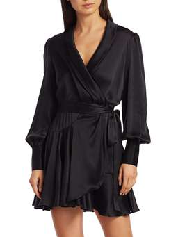 Zimmermann Silk Wrap Mini Dress Black Size 14 for rent on The Volte - image 1