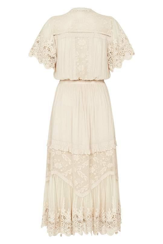 Spell Designs Maggie Embroidered Midi Dress Cream Size 10 for rent on The Volte - main image