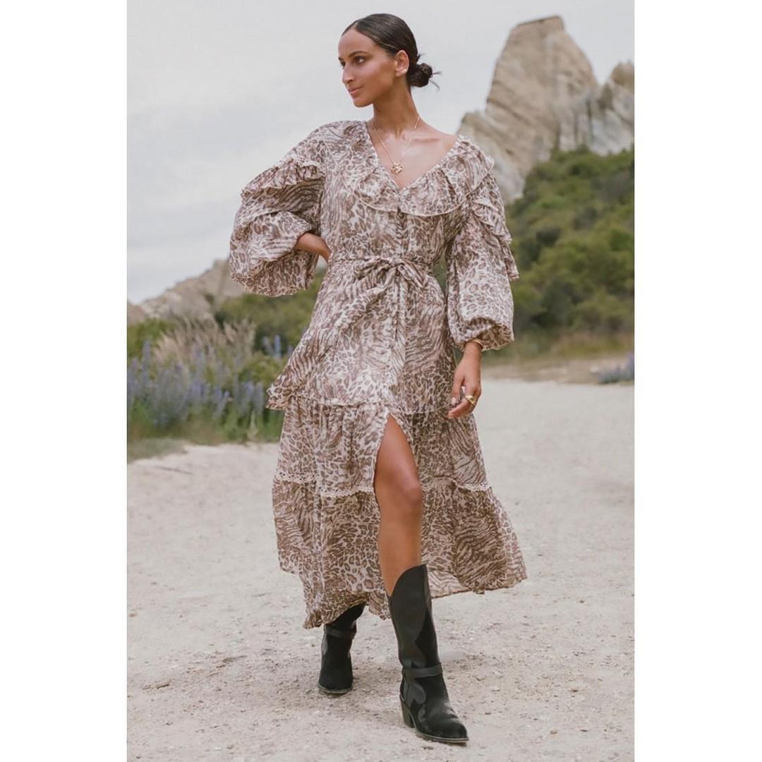 Spell Leopard Ada Gown Print Size 12 for rent on The Volte - main image