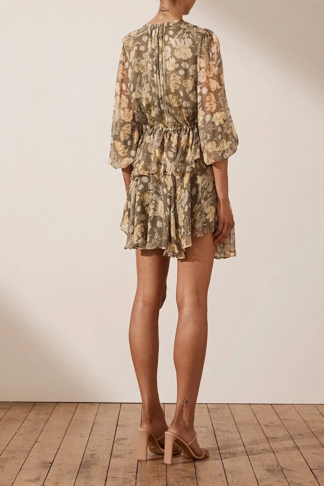 Shona Joy Jolie Balloon Sleeve Mini Dress Print Size 14 - Image 3