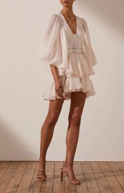 Shona Joy Charlotte Plunged Draped Mini Dress White Size 14 for rent on The Volte - image 2
