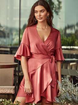 Rodeo Show Mara Wrap Dress Red Size 6 for rent on The Volte - image 1