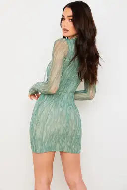 House of CB 'Dylan' Ivy Printed Mesh Lace Up Mini Dress Green Size 8 for rent on The Volte - image 3