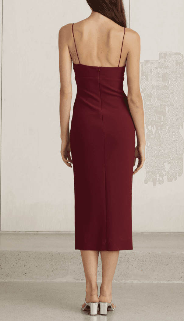 BEC AND BRIDGE LEA SPLIT MIDI DRESS BURGUNDY - Image 2