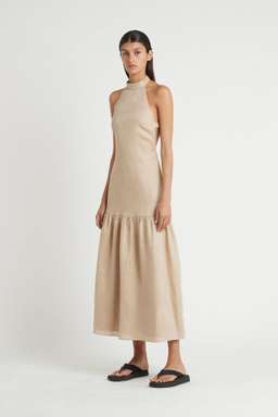 Sir The Label Blanche Halter Dress Midi Cream | AU 6