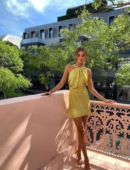 One Fell Swoop Audrey Mini Dress - Size 12 - Citron