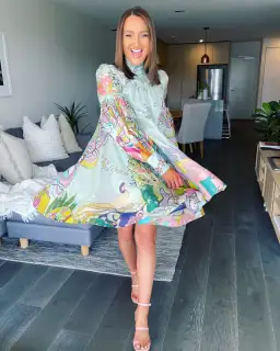 Zimmermann Concert Tie Neck Mini Dress Print Size 2/ AU 12 for rent on The Volte - image 1