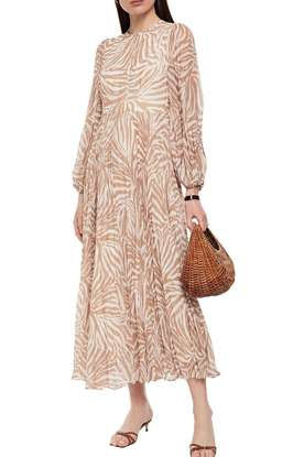 Zimmermann Sunray Loong Sleeve Midi Dress Print Size 8