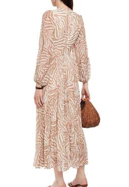 Zimmermann Sunray Loong Sleeve Midi Dress Print Size 8