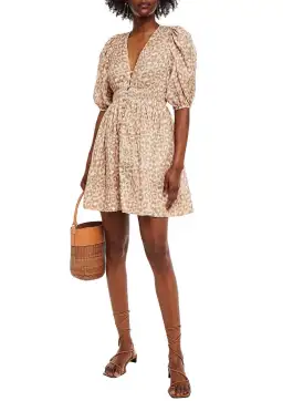 Zimmermann Carnaby Shirred Mini Dress Print Size 8