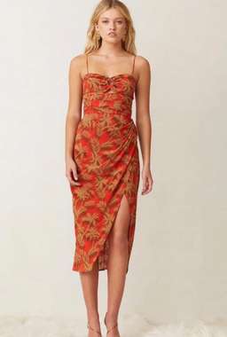 Bec & Bridge Shady Palm Midi Dress Print Size 6 for rent on The Volte - image 1