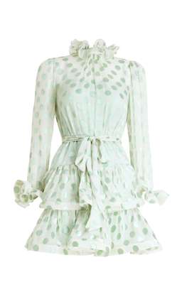 Zimmermann Polka Dot Lovestruck Fluted Mini Dress Mint Green Size 0 / AU 8 for rent on The Volte - image 3