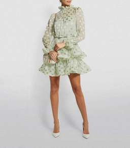 Zimmermann Polka Dot Lovestruck Fluted Mini Dress Mint Green Size 0 / AU 8 for rent on The Volte - image 1