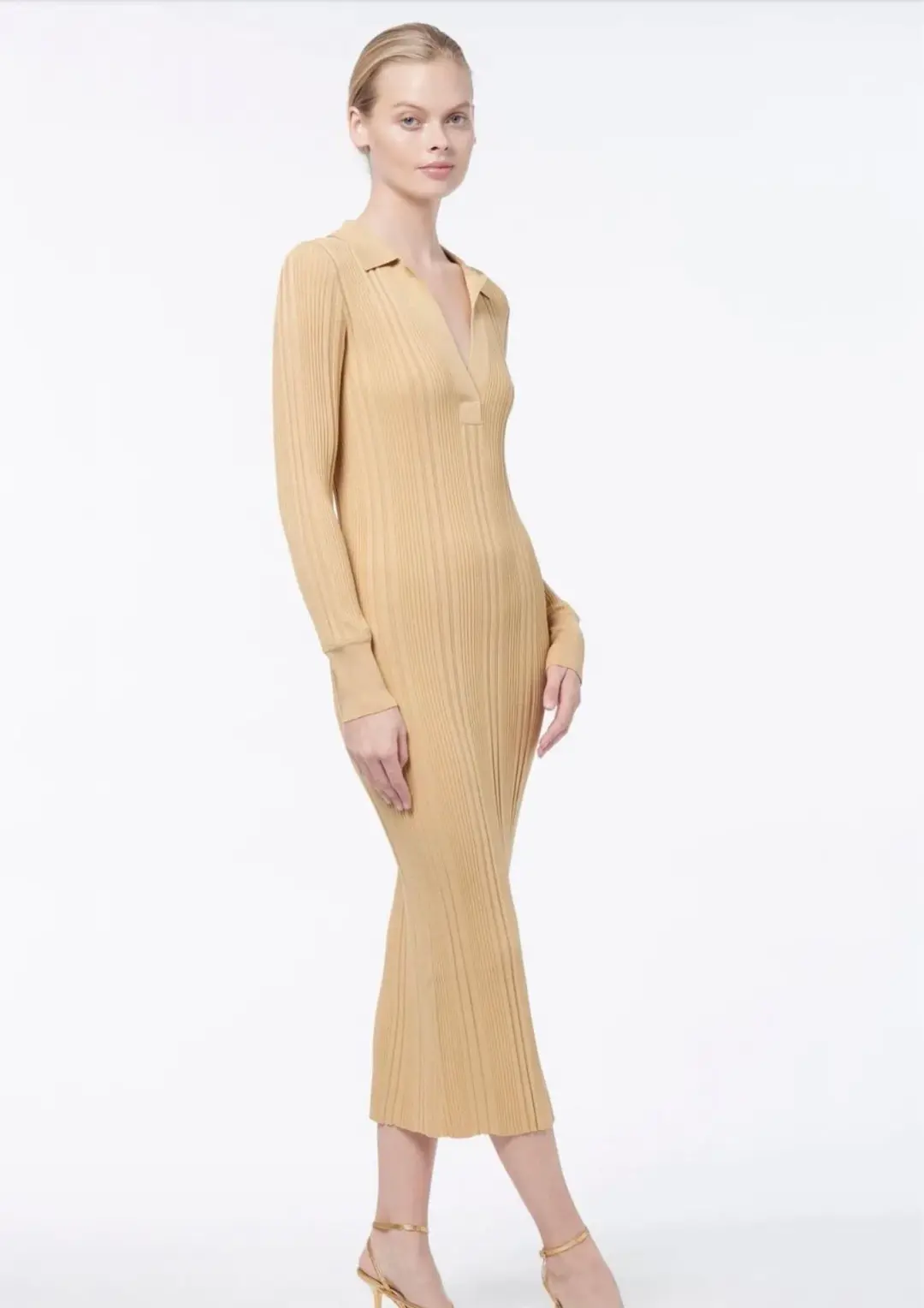 Manning Cartell Long Sleeve Knit Midi Dress Yellow Size 4 for rent on The Volte - main image