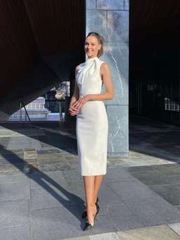 Mossman The Edge of Glory Midi Dress Ivory Size 8