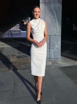 Mossman The Edge of Glory Midi Dress Ivory Size 8