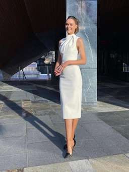 Mossman The Edge of Glory Midi Dress Ivory Size 10