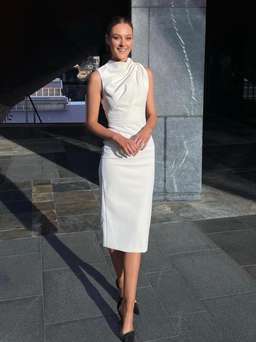 Mossman The Edge of Glory Midi Dress Ivory Size 10