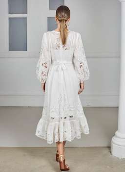 Zimmermann Lulu Scallop Midi Dress White Size 8