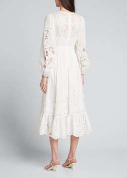 Zimmermann Lulu Scallop Midi Dress White Size 8