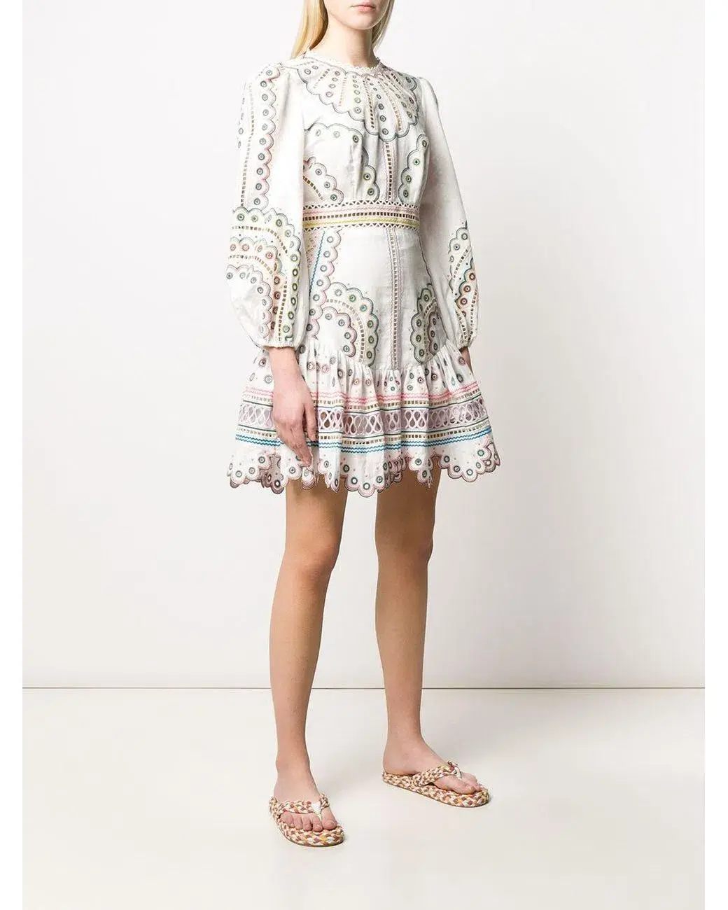 Zimmermann Peggy Embroidered Dress White Emroidered Size 12 for rent on The Volte - main image