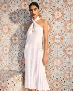 Scanlan Theodore Pleated Rib V-neck Dress Pale Pink Size 8 for rent on The Volte - image 2